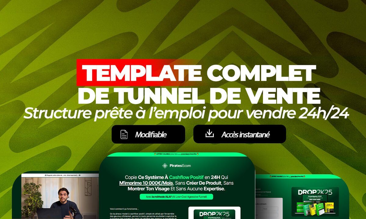 TEMPLATE COMPLET DE TUNNEL DE VENTE